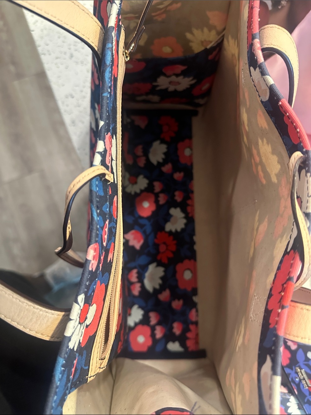 kate spade Navy Floral Tote,small Wallet, phone case, wristlet, dustbag - Picture 15 of 17
